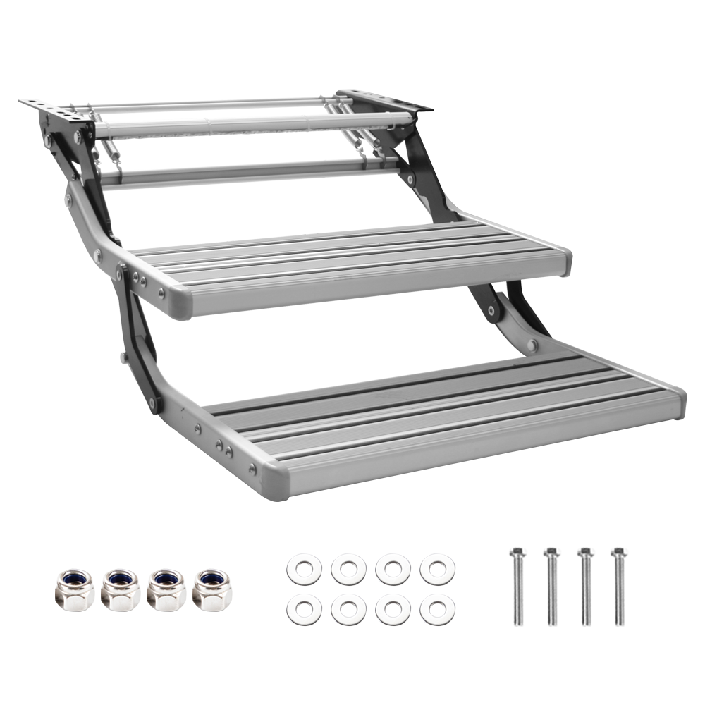 Caravan Aluminum Steps Double Step Pull Out 12V LED Light YS