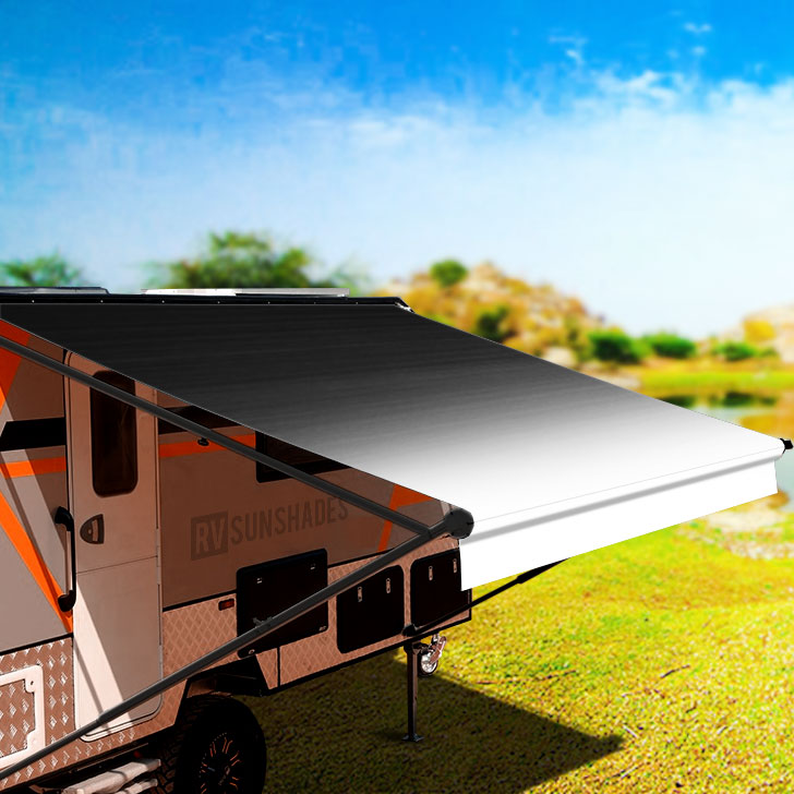 Replacement Awning Fabric Kit suit 13ft Roll-Out Awning (12'2"x8' Grey Scale Gradient 13-BK-FD) *BOXED* - RVSUNSHADES