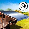 Blue Stripes replacement awning fabric — rolled packaging
