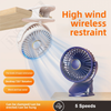 Wireless 5-Speed Clip Fan 125mm Brushless Ventilation Fan USB 5V Built-in 1200mAh Battery with Light (White/Blue)