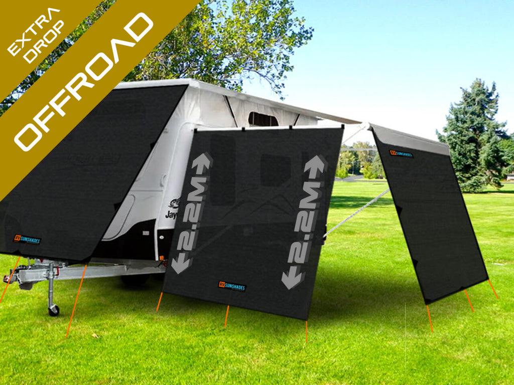Offroad Pop Top Camper Awning End Wall 2.15x2.2m Rectangle Cut FLAT TOP (2.2m Drop) - RVSUNSHADES