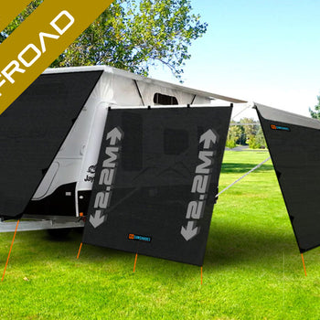 Offroad Pop Top Camper Awning End Wall 2.15x2.2m Rectangle Cut FLAT TOP (2.2m Drop) - RVSUNSHADES