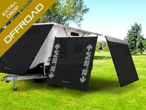 Offroad Pop Top Camper Awning End Wall 2.15x2.2m Rectangle Cut FLAT TOP (2.2m Drop) - RVSUNSHADES