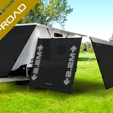 Offroad Pop Top Camper Awning End Wall 2.15x2.2m Rectangle Cut FLAT TOP (2.2m Drop) - RVSUNSHADES
