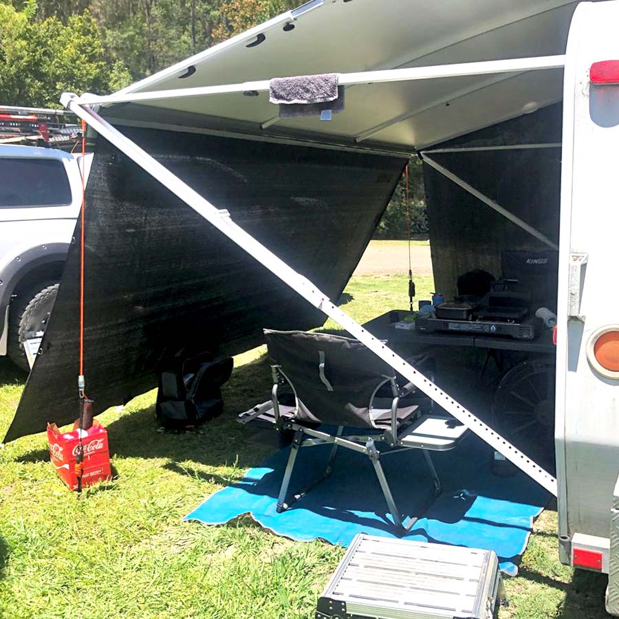 Offroad Pop Top Camper Awning End Wall 2.15x2.2m Rectangle Cut FLAT TOP (2.2m Drop) - RVSUNSHADES