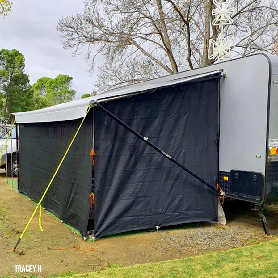 Offroad Caravan End Screen Wall Angle Cut 2650/2200x2150mm Reversible V3 (2.2m Drop) - RVSUNSHADES