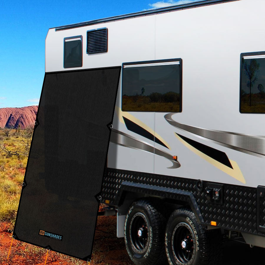 1.8m Extra Wide Caravan Fridge Shade Screen 1.8x1.9m (1.9m Drop) - RVSUNSHADES
