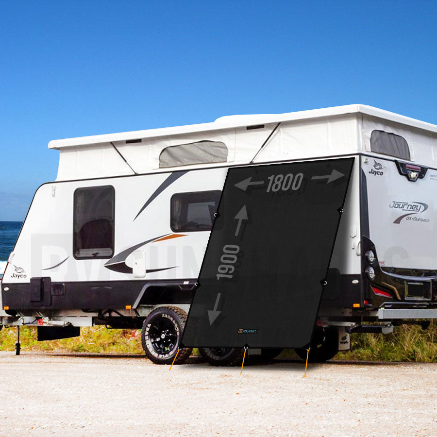 1.8m Extra Wide Caravan Fridge Shade Screen 1.8x1.9m (1.9m Drop) - RVSUNSHADES