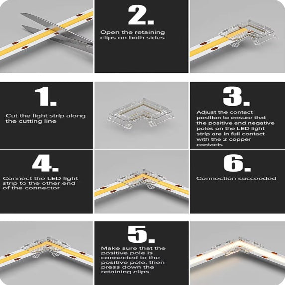 5X LED Strip Light 8MM 90 Degree Elbow Joiner LED Connector - RVSUNSHADES