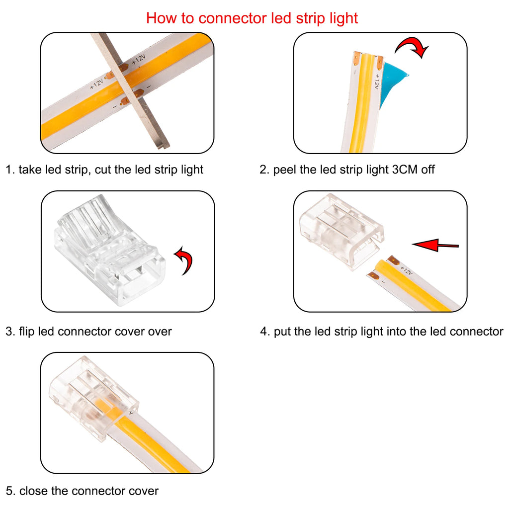 5X LED Strip Light 8MM Joiner LED Connector - RVSUNSHADES