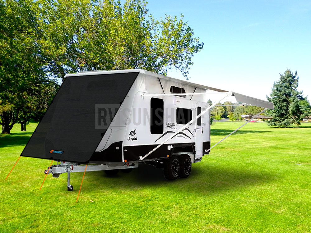 Offroad Pop Top Camper Awning End Wall 2.15x2.2m Rectangle Cut FLAT TOP (2.2m Drop) - RVSUNSHADES