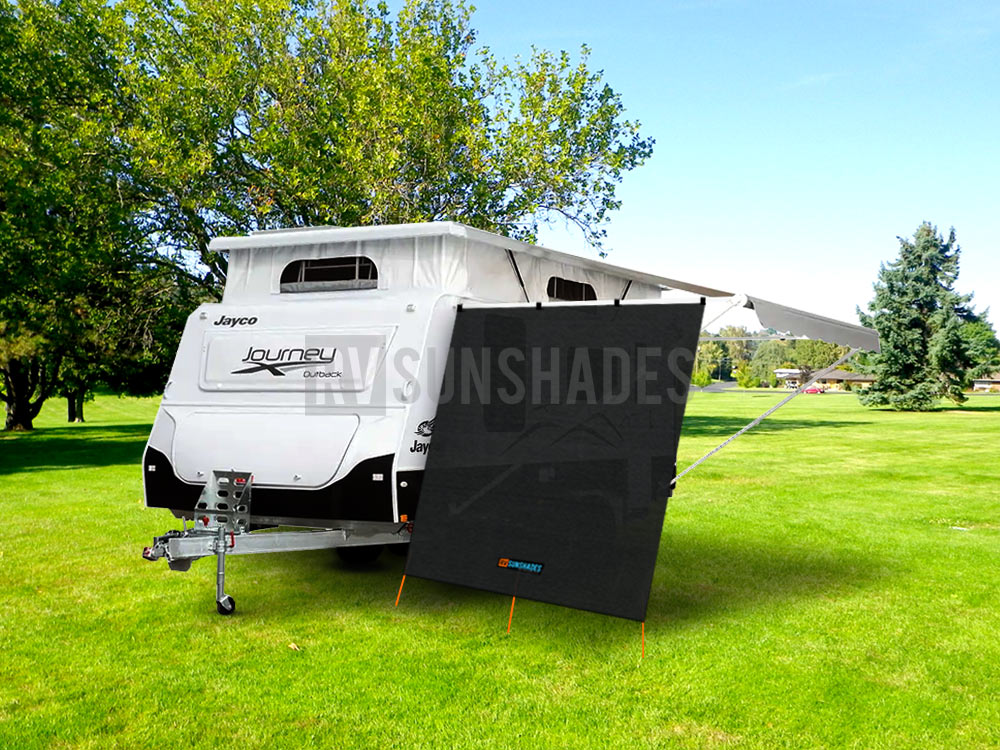 Pop Top Privacy Screen Awning Shades 2.1x1.9m Flat Top Rectangle (1.9m Drop) - RVSUNSHADES