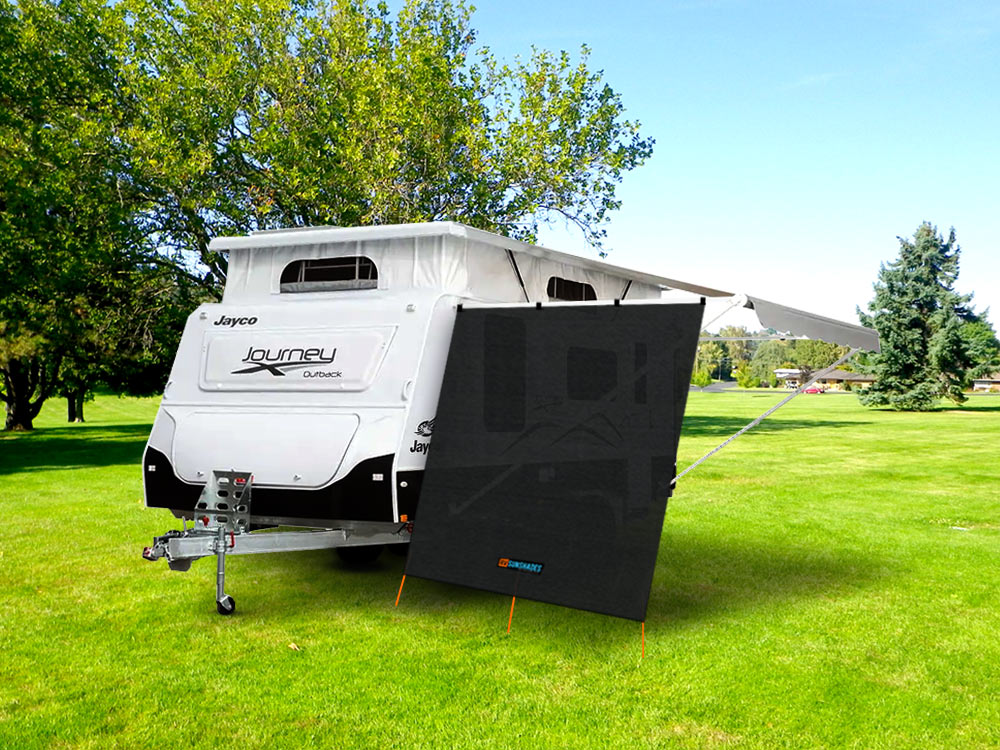 Pop Top Privacy Screen Awning Shades 2.1x1.9m Flat Top Rectangle (1.9m Drop) - RVSUNSHADES