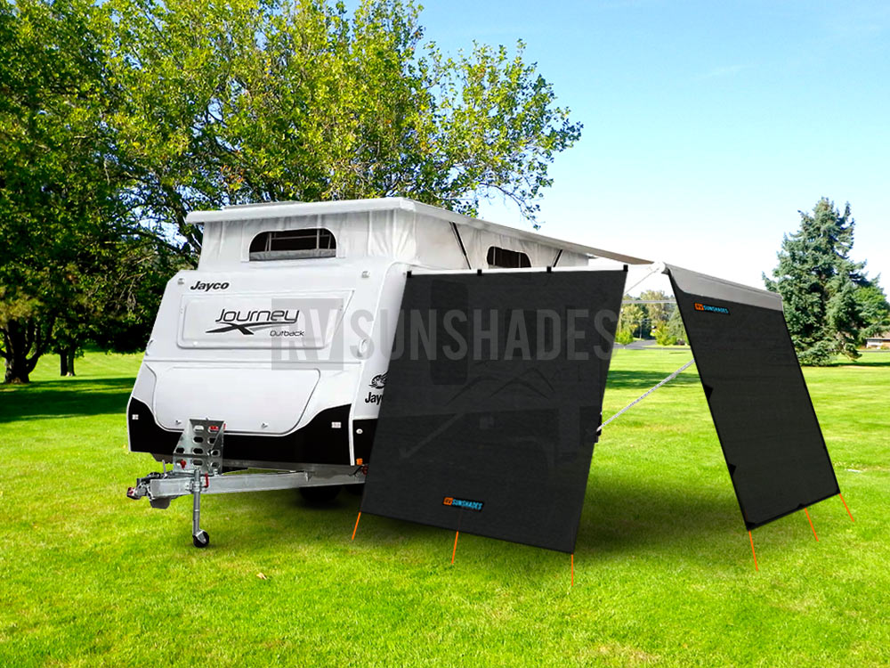 Pop Top Privacy Screen Awning Shade Screen 1.8x1.9m Flat Top Rectangle (1.9m Drop) - RVSUNSHADES