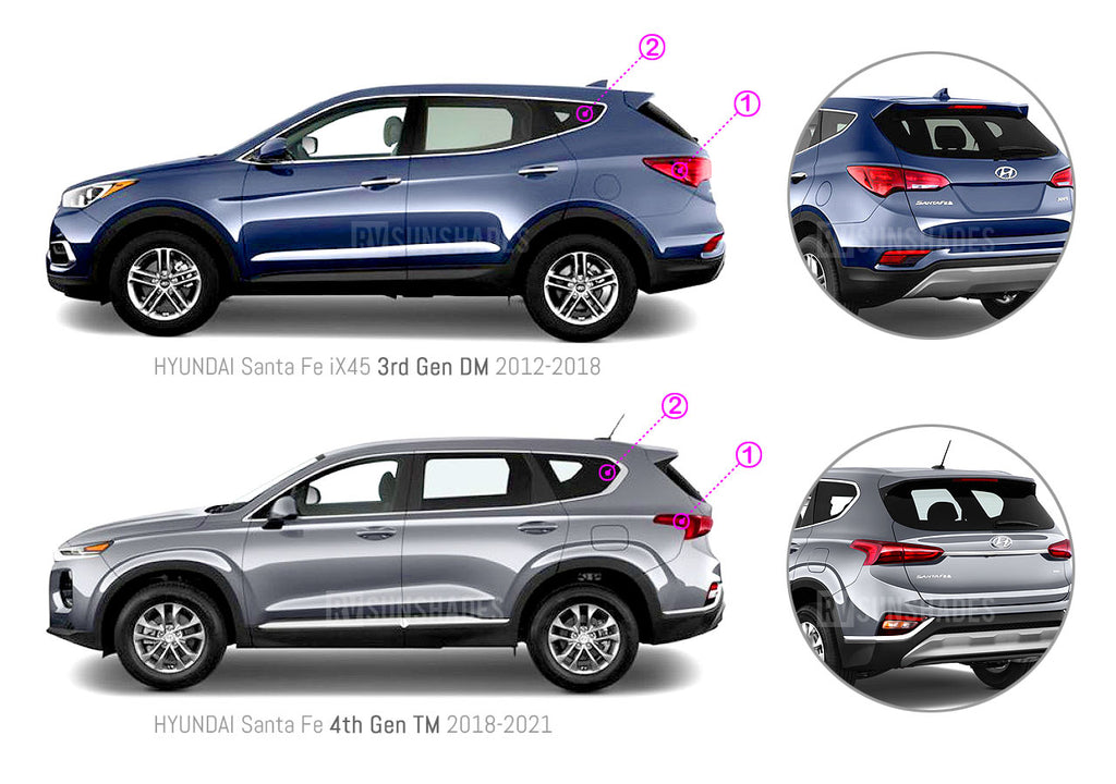 Hyundai Santa Fe ix45 Window Sun Shade DM (SWB) 2012-2018 [Quarter Window] - RVSUNSHADES