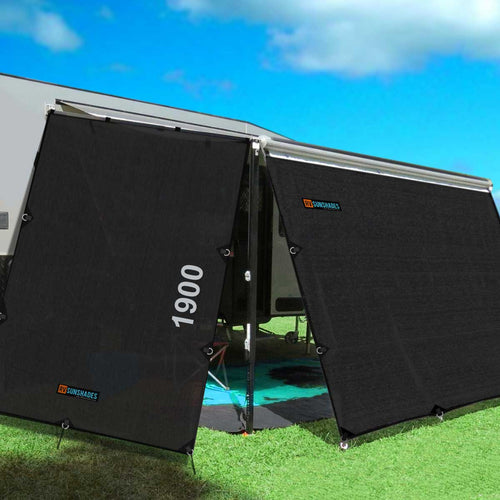 Caravan END WALL Screen Angle Cut 2350/1900x2150mm V3 Reversible (1.9m Drop) - RVSUNSHADES