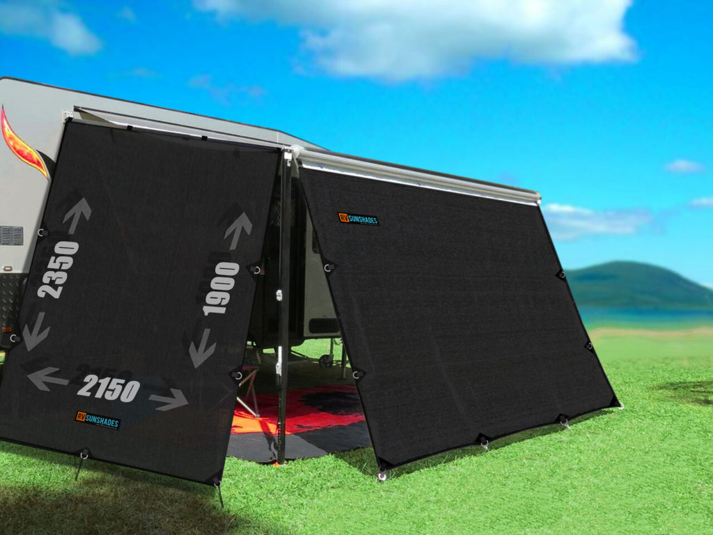 Pop Top Privacy Screen Awning Shade Screen 1.8x1.9m Flat Top Rectangle (1.9m Drop) - RVSUNSHADES