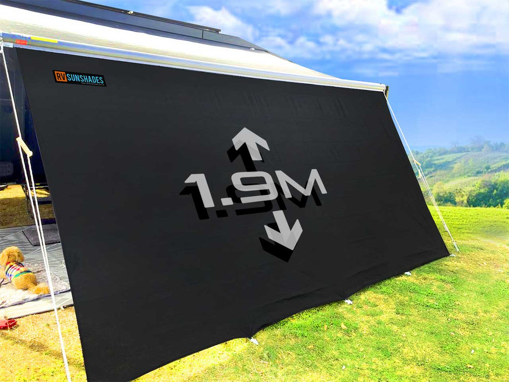 Pop Top Privacy Screen Awning Shade Screen 1.8x1.9m Flat Top Rectangle (1.9m Drop) - RVSUNSHADES
