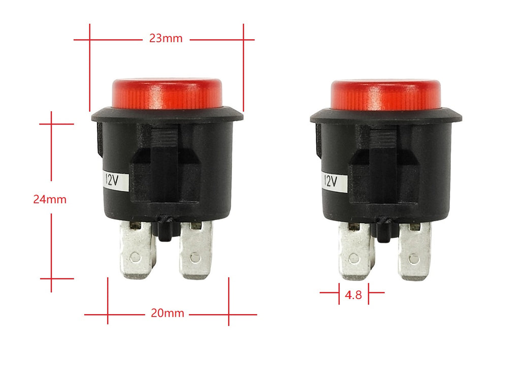 3x Push Button Switch LED Pilot Light 12V ø20mm Auto Marine 12V/20A, 125V/16A, 250V/10A (R13-527) - RVSUNSHADES