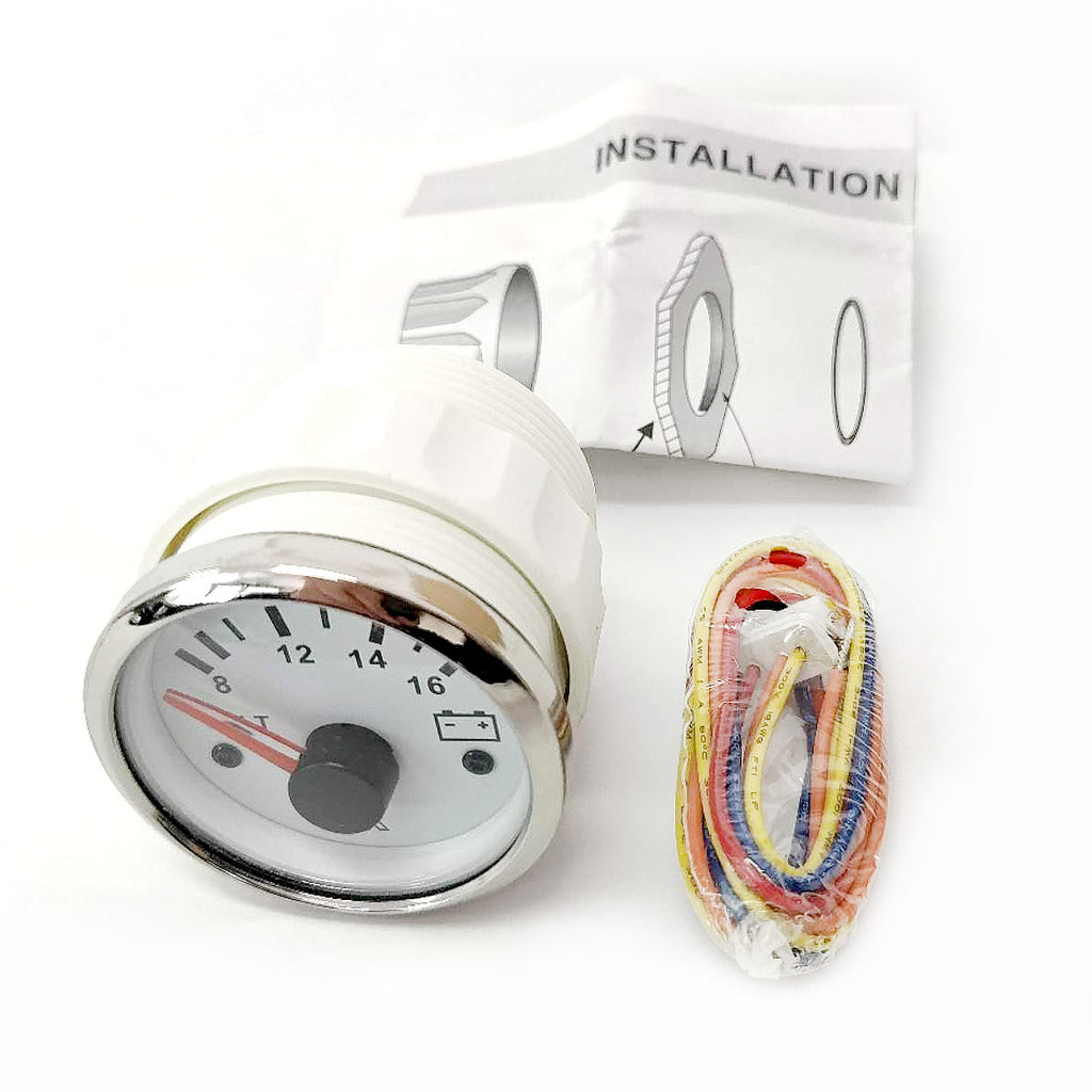 Car Marine Voltmeter Gauge 8-16V Car Boat Battery Voltage Meter Steel Bezel by KUS - RVSUNSHADES