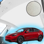 Tesla Model Y Roof Sun Shade Single Piece Nano Tech Crystal Series (Silver on Cream)