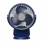 Clip Fan 125mm Brushless Ventilation Fan Wireless 5-Speed USB 5V Built-in 1200mAh Battery with Light (Blue)