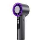 Portable Fan 5-Speed Cool Air Brushless Hand Held Fan 4000mAh USB Rechargeable (Grey/Purple)